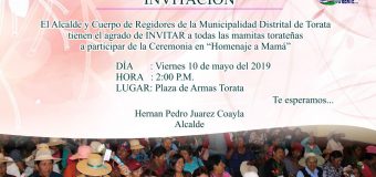 MUNICIPALIDAD DE TORATA BRINDARÁ CEREMONIA DE HOMENAJE A LAS MAMITAS DEL DISTRITO