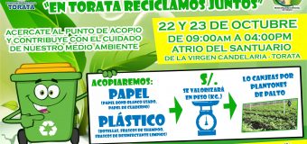 MUNICIPALIDAD DE TORATA INVITA A PARTICIPAR DE CAMPAÑA DE RECICLAJE EN EL DISTRITO