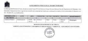 AVISO DE SANEAMIENTO FISICO LEGAL DE BIEN INMUEBLE – SECTOR OTORA